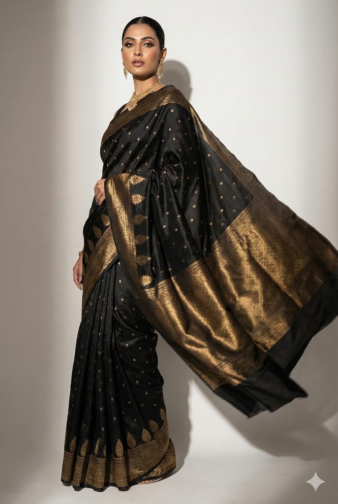 Elegant Black Designer Saree
